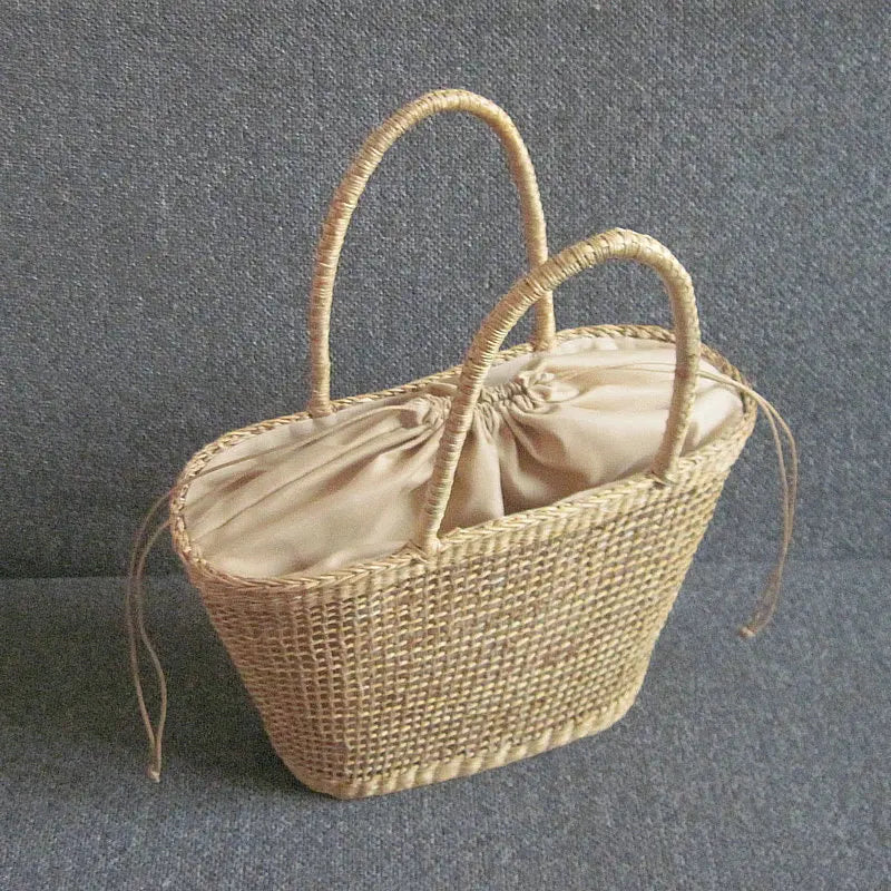 Femlion Plain Color Straw Woven Bag 37x25CM