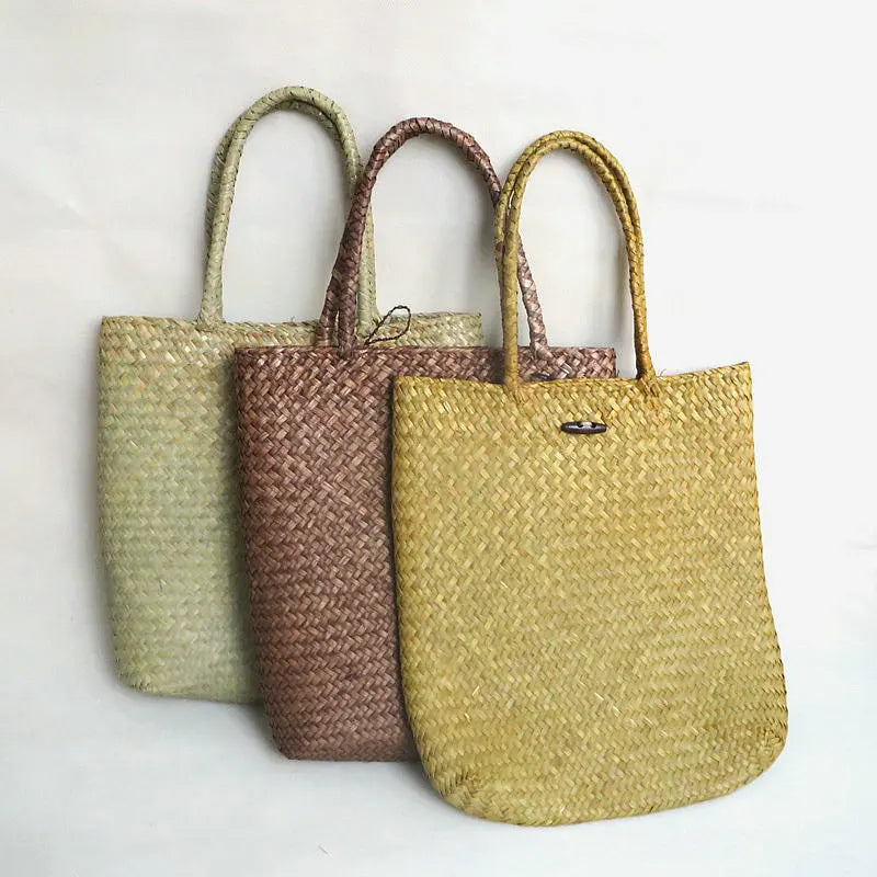 Femlion Large Straw Beach Bag Handmade Woven Tote Vintage Designer Basket Bag