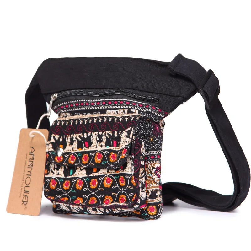 Femlion Bohemian Waist Belt Bag: Stylish Multi-pocket Fanny Pack for Women