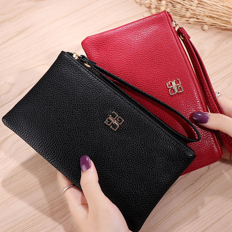 Femlion Litchi PU Leather Long Wallet with Phone Pocket and Card Holder