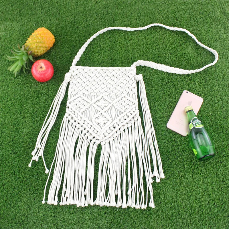 Femlion Woven Rattan Beach Bag with Tassel Detail - Summer Shoulder Boho Bag