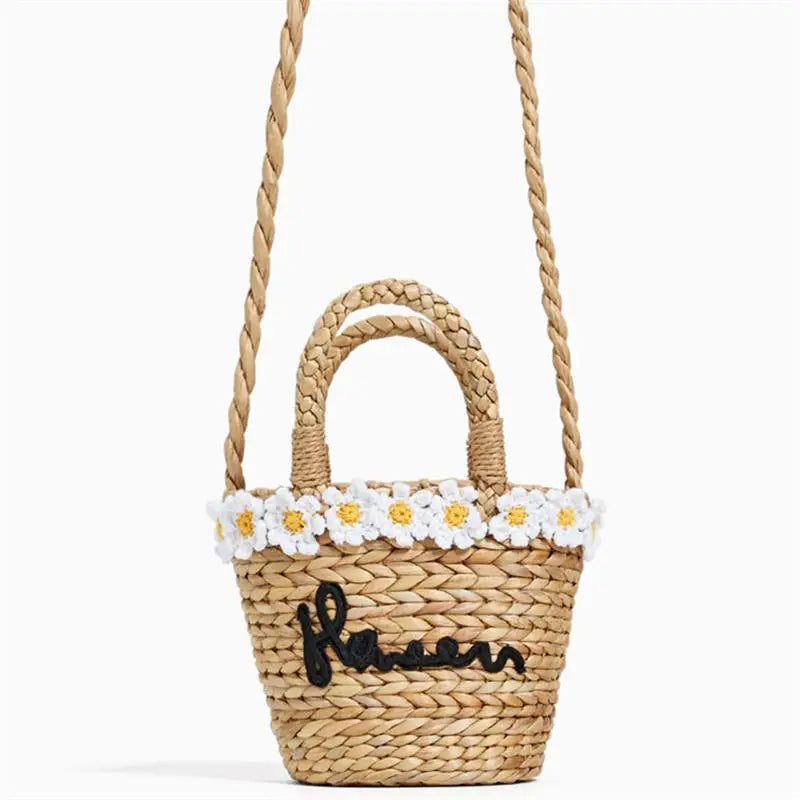 Femlion Bohemian Rattan Crossbody Bag - Summer Vintage Handmade Beach Handbag