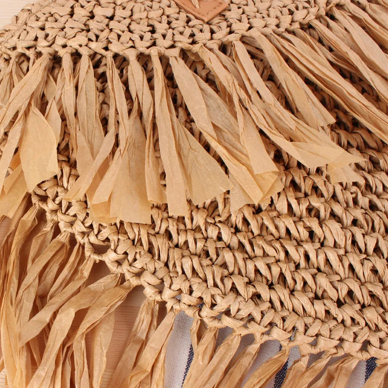 Femlion Beach Tassel Straw Shoulder Bag for Fashionable Style Statement