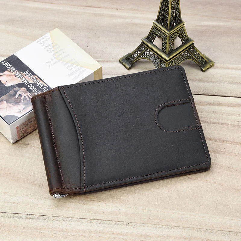 Femlion Men's Genuine Leather Money Clip Wallet.