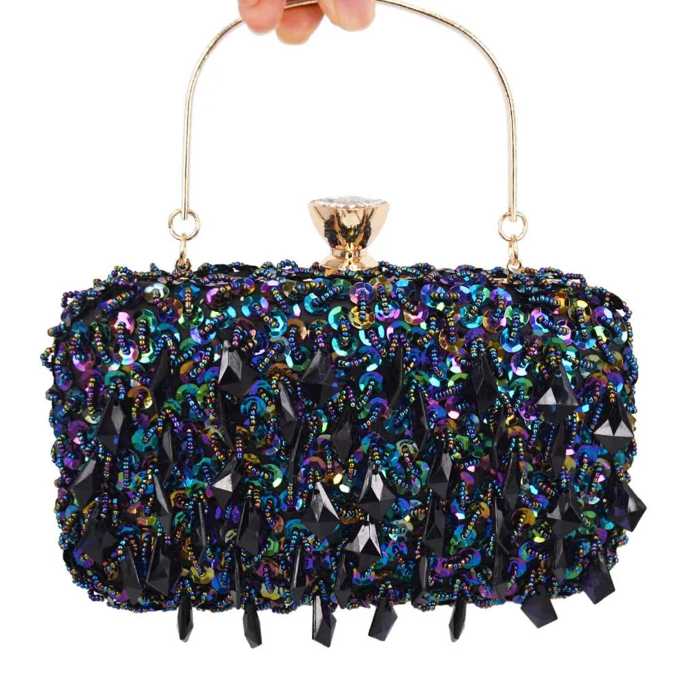 Femlion Sequin beaded Clutch: Elegant Party Purse & Evening Bag for Women