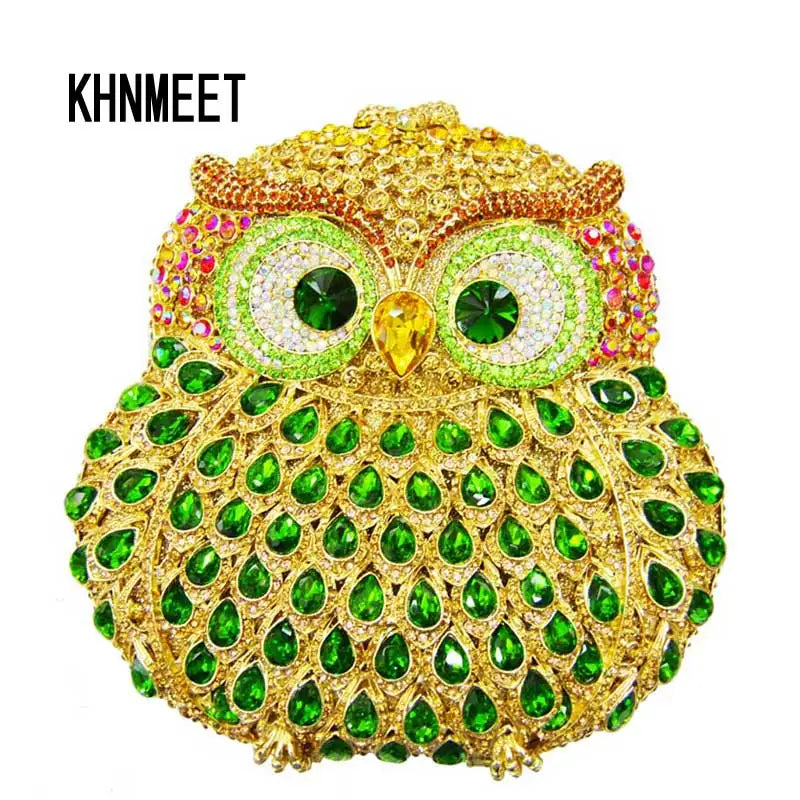 Femlion Owl Designer Crystal Stone Evening Clutch for Luxury Events