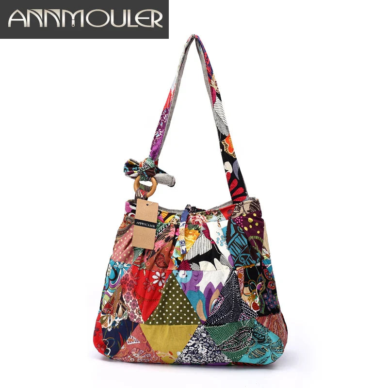 Femlion Cotton Fabric Patchwork Hobo Gypsy Purse Large Capacity Women Shoulder Bag