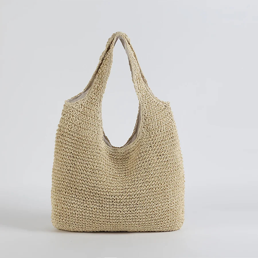 Femlion Woven Straw Shoulder Bag Women's Handbag Beach Tote Purse