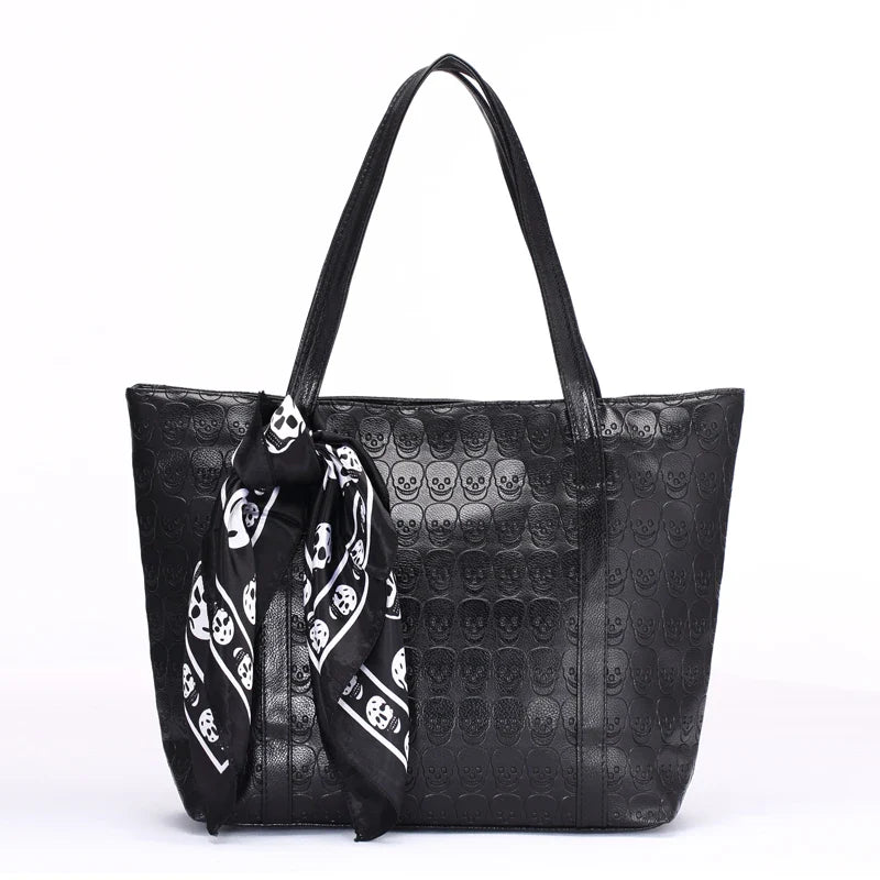 Femlion Skull Print Pu Leather Shoulder Bag for Stylish Women