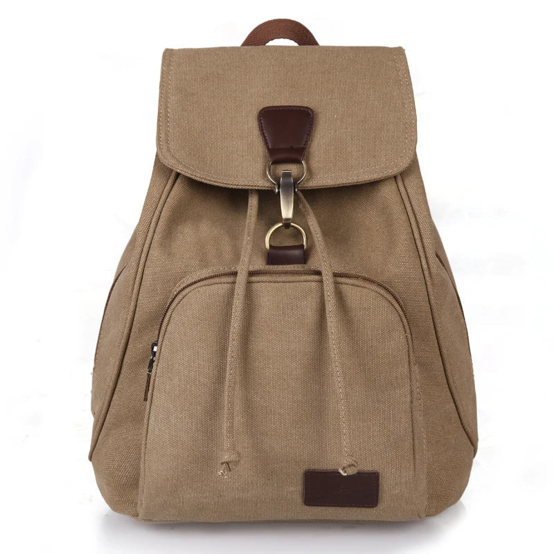 Femlion Vintage Canvas Backpack: Stylish Drawstring School Bag for Girls