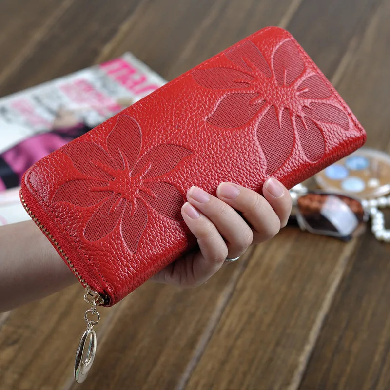 Femlion Luxury Leather Long Wallets for Women: Fashionable Zipper Purse with Large Capacity