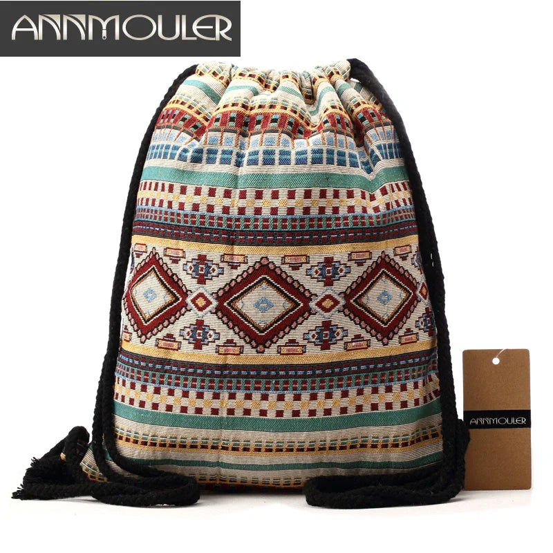 Femlion Vintage Canvas Backpack Bohemian Style Shoulder Bag Travel Organizer