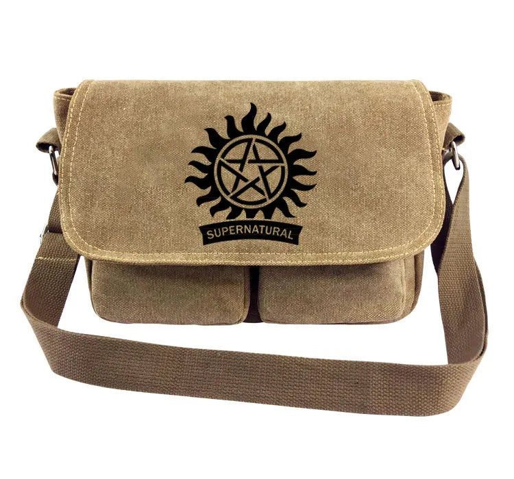 Femlion Canvas Crossbody Messenger Bag: Supernatural Anime School Book Tote