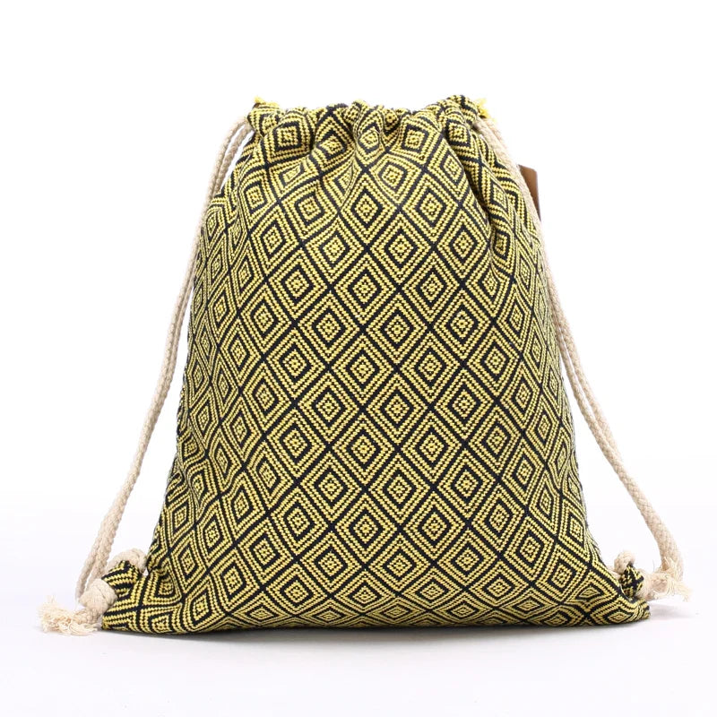 Femlion Boho Chic Drawstring Backpacks - Gypsy Style Vintage Rucksack