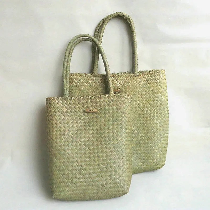 Femlion Large Straw Beach Bag Handmade Woven Tote Vintage Designer Basket Bag