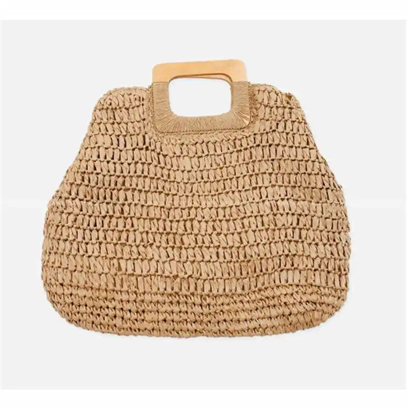 Femlion Bohemian Rattan Straw Beach Tote Bag