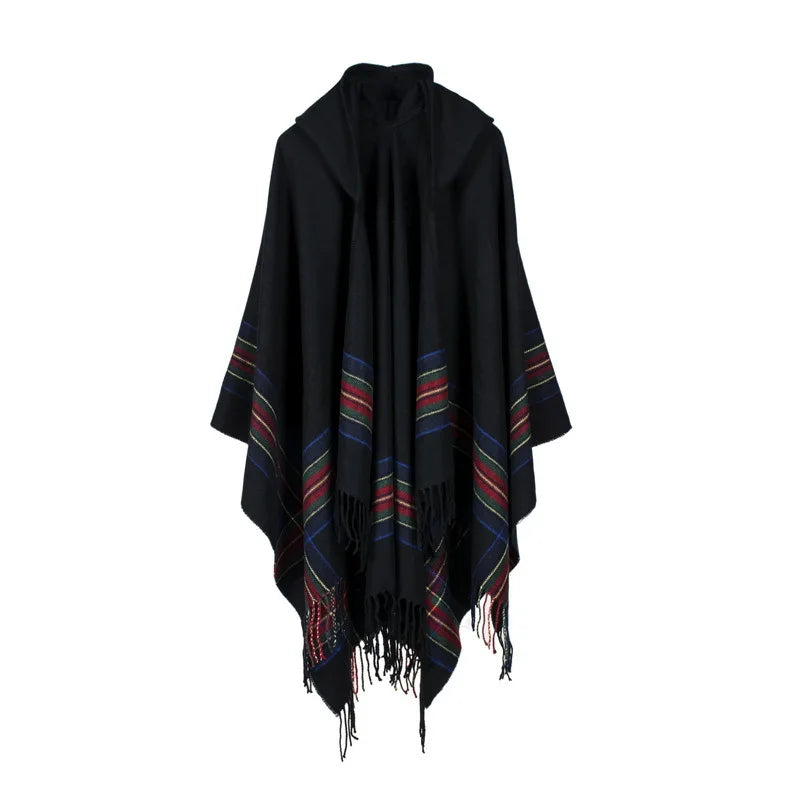 Femlion 100% ACRYLIC Cloak Poncho 130*150CM in Black/Gray/Wine Red/Khaki