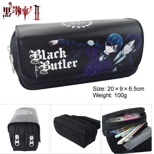 Femlion Black Butler Style Zipper Pencil Case & Cosmetic Pouch