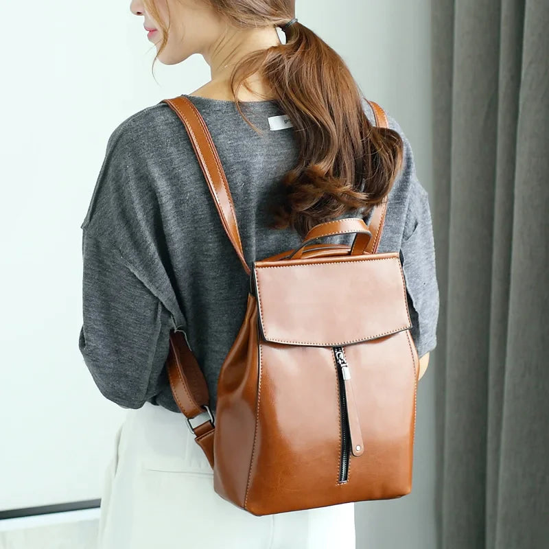 Femlion Vintage Leather Backpack for Women