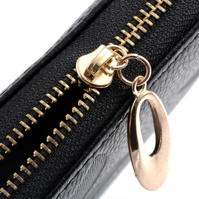 Femlion Luxury Leather Long Wallets for Women: Fashionable Zipper Purse with Large Capacity