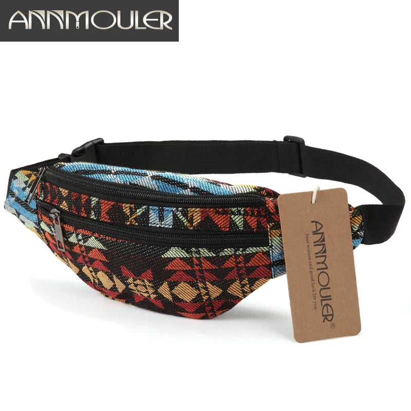 Femlion Bohemian Style Fanny Pack with 2 Pockets in 8 Colors