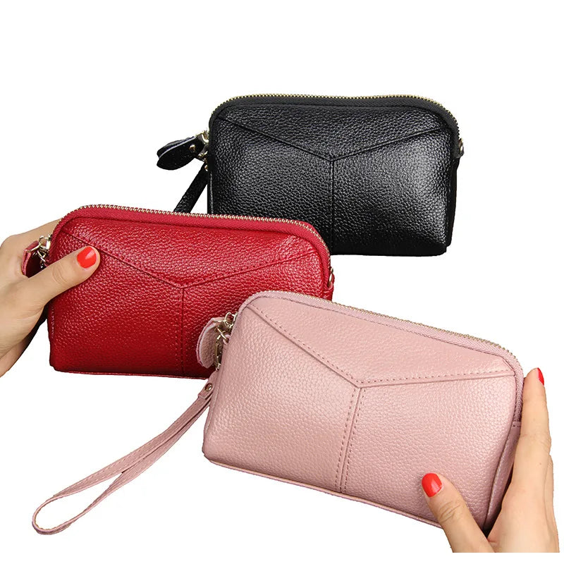 Femlion Genuine Leather Long Clutch Wallet for Women