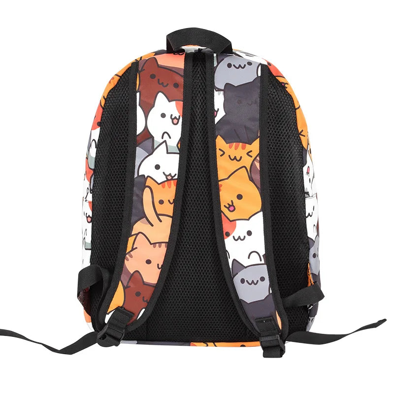 Femlion Neko Atsume Cat Backpack for School and Travel