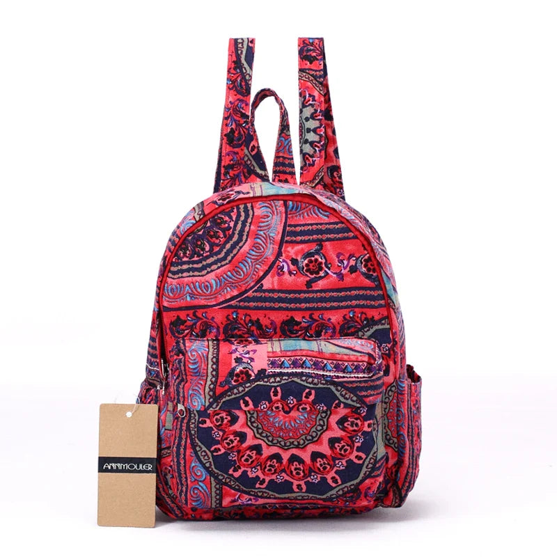 Femlion Floral Cotton Fabric Backpack: High-Quality Large Capacity School Bag