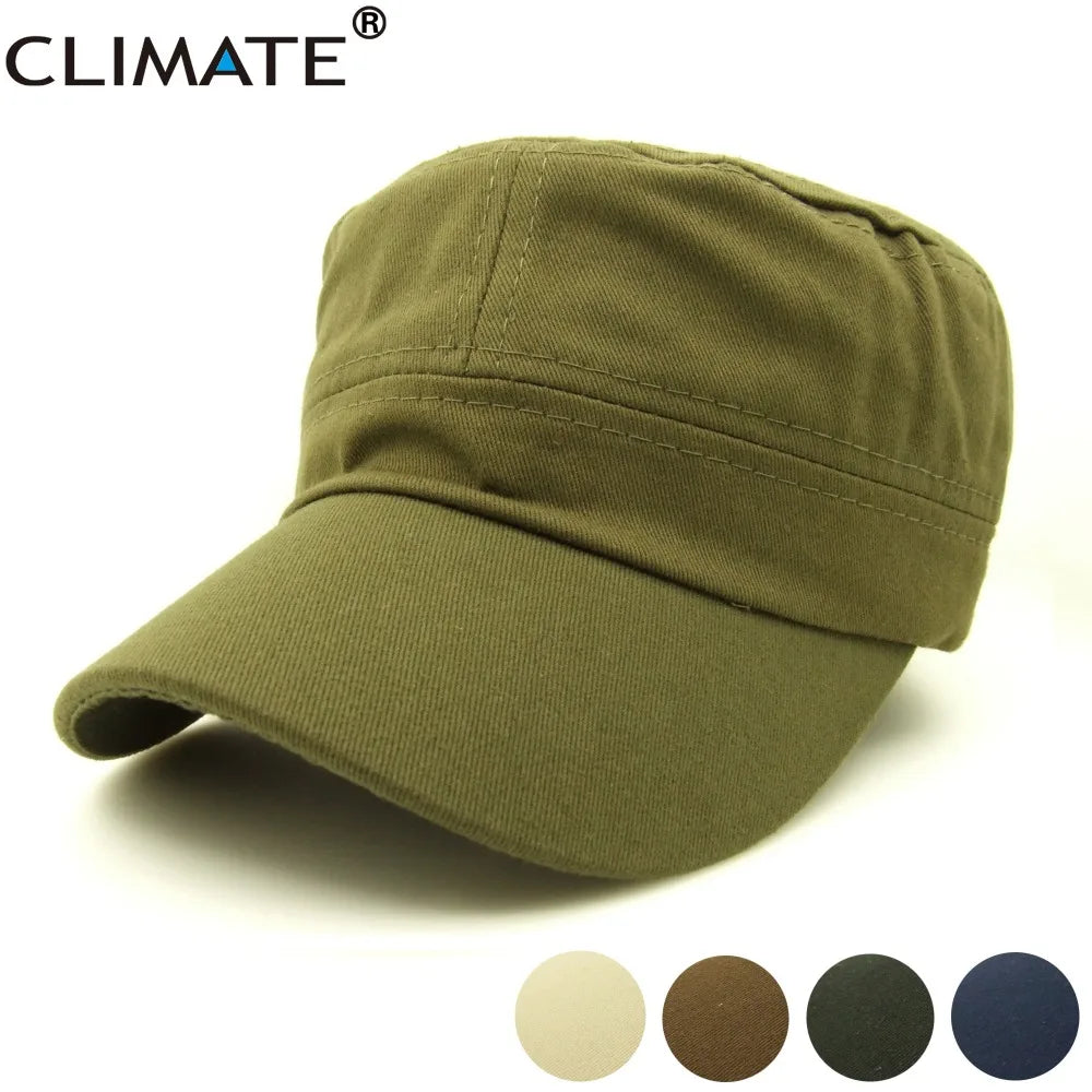 Femlion Military Army Flat Top Cap Army Green Men's Adjustable Hunting Hat