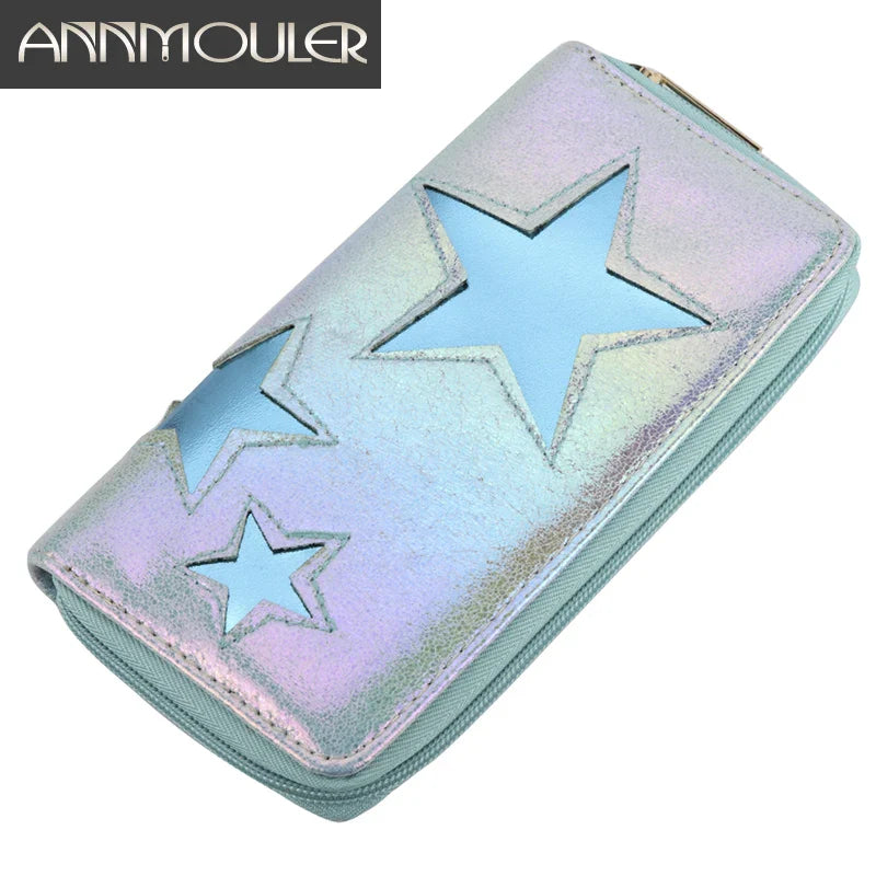 Femlion Long Wallets: Pu Leather Patchwork Clutch Bag with Card Holders