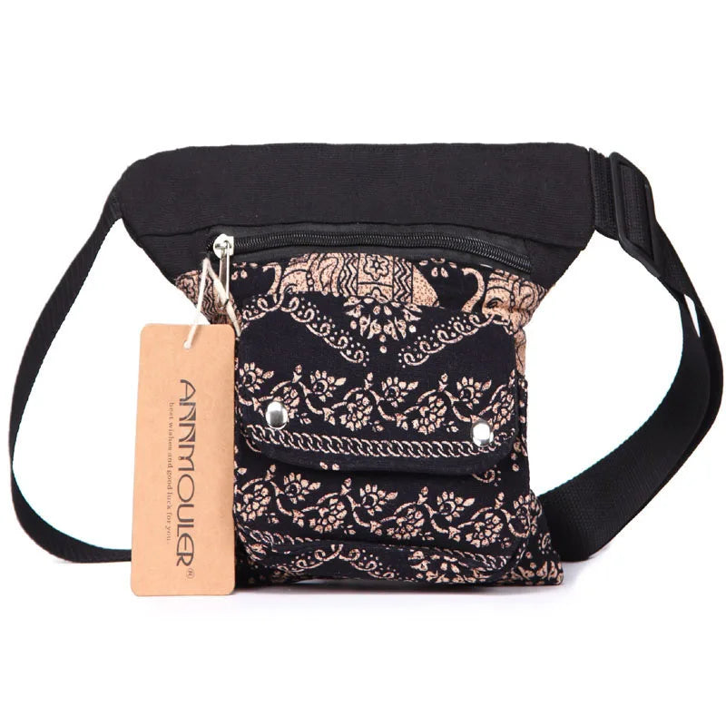 Femlion Bohemian Waist Belt Bag: Stylish Multi-pocket Fanny Pack for Women