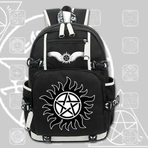 Femlion Supernatural Backpack: Durable School Laptop Bag with Zipper for Students