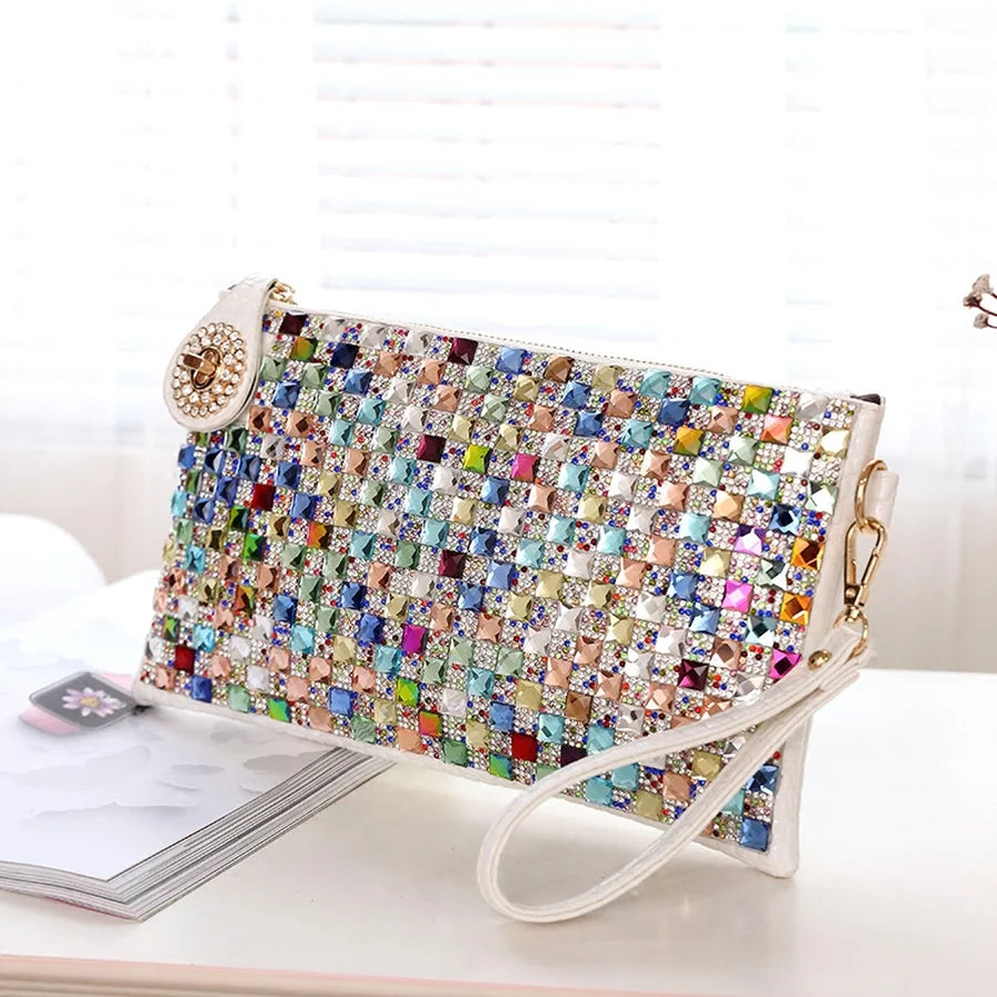 Femlion Rhinestone Women Clutch: Designer Luxury Diamond Evening Bag