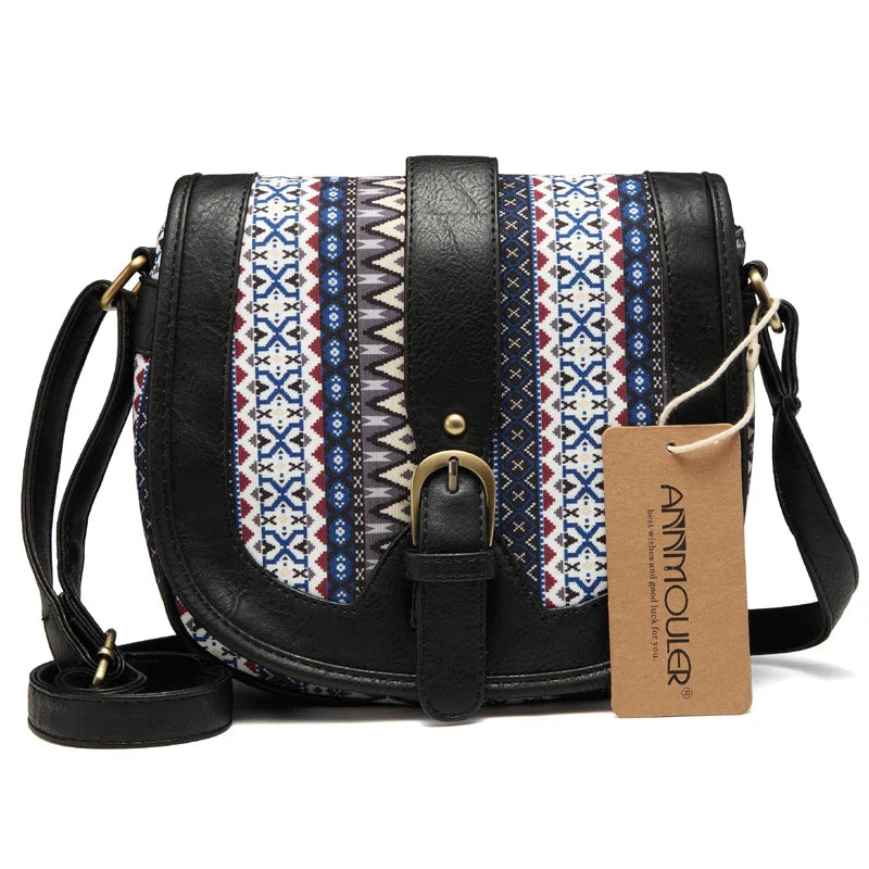 Femlion Vintage Bohemian Shoulder Bag Crossbody Patchwork Messenger Lady Small Bag