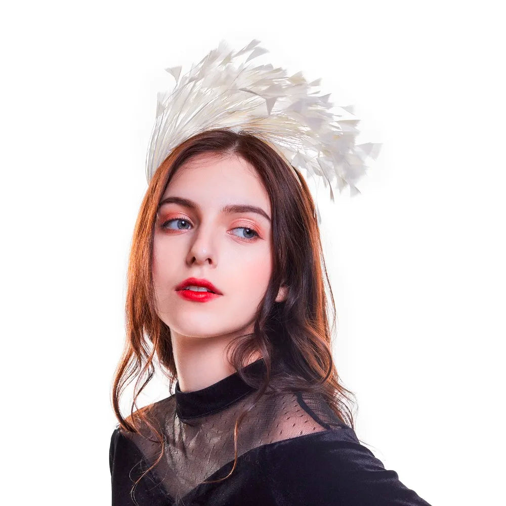 Feather Swan Headband by Femlion - Festive Black Fascinator Hair Accessory