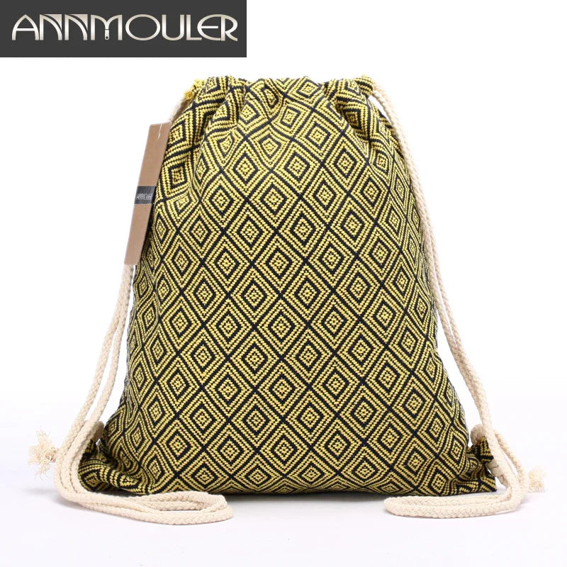 Femlion Boho Chic Drawstring Backpacks - Gypsy Style Vintage Rucksack