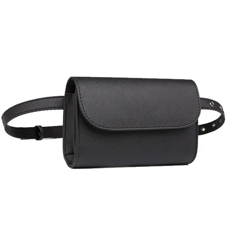 Femlion Compact Black Waist Pack Women Hip Bag Adjustable Bum Pouch