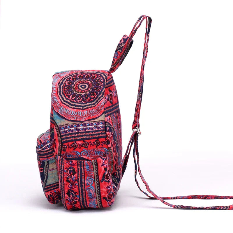 Femlion Floral Cotton Fabric Backpack: High-Quality Large Capacity School Bag