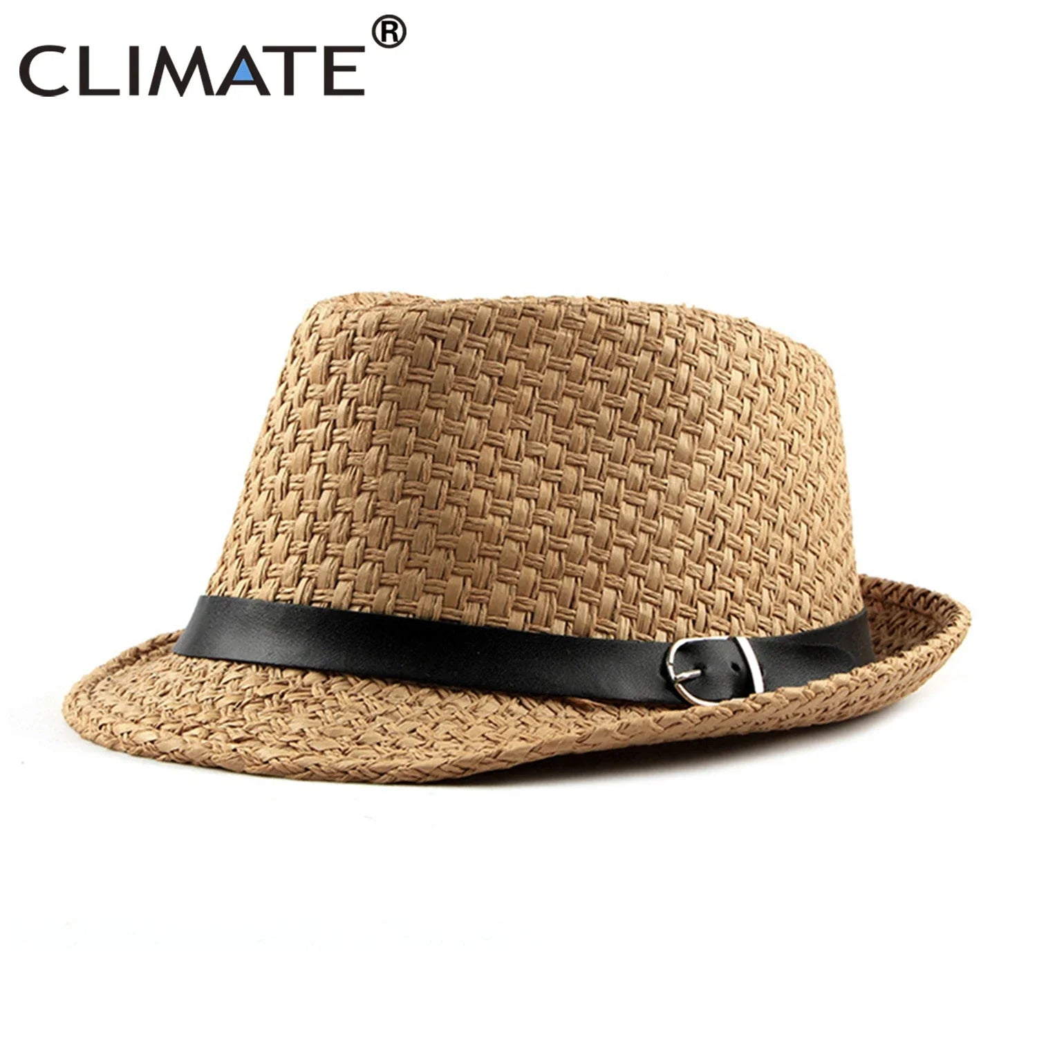 Femlion Summer Straw Fedora Hat for Men Cool Solid Paper Cap