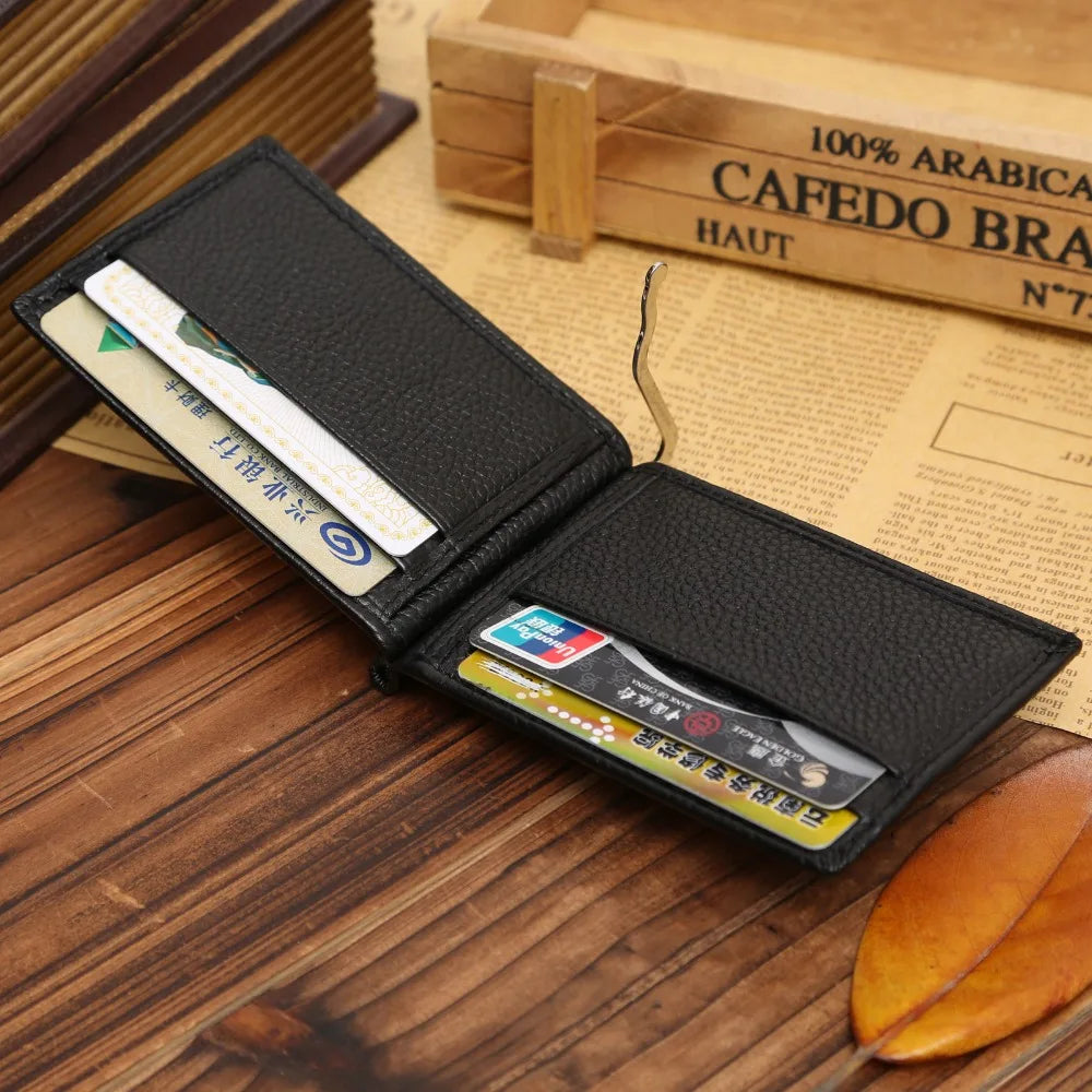 Femlion Genuine Leather Men's Wallet Billfold with Money Clip and Card Holder