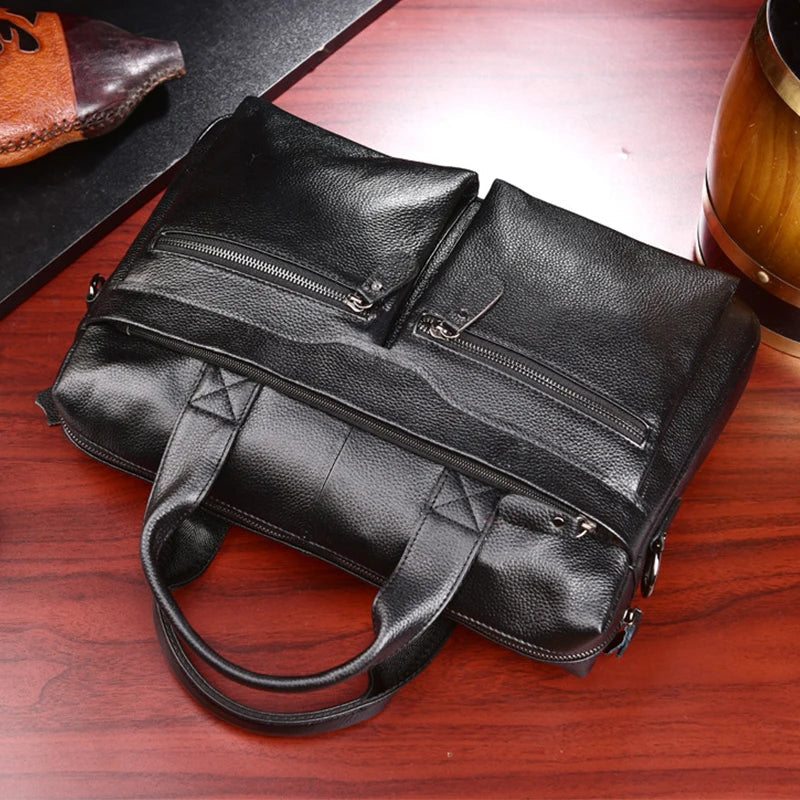 Femlion Leather Messenger Briefcase Men's Business Bag iPad Computer Tote - 2023 Collection