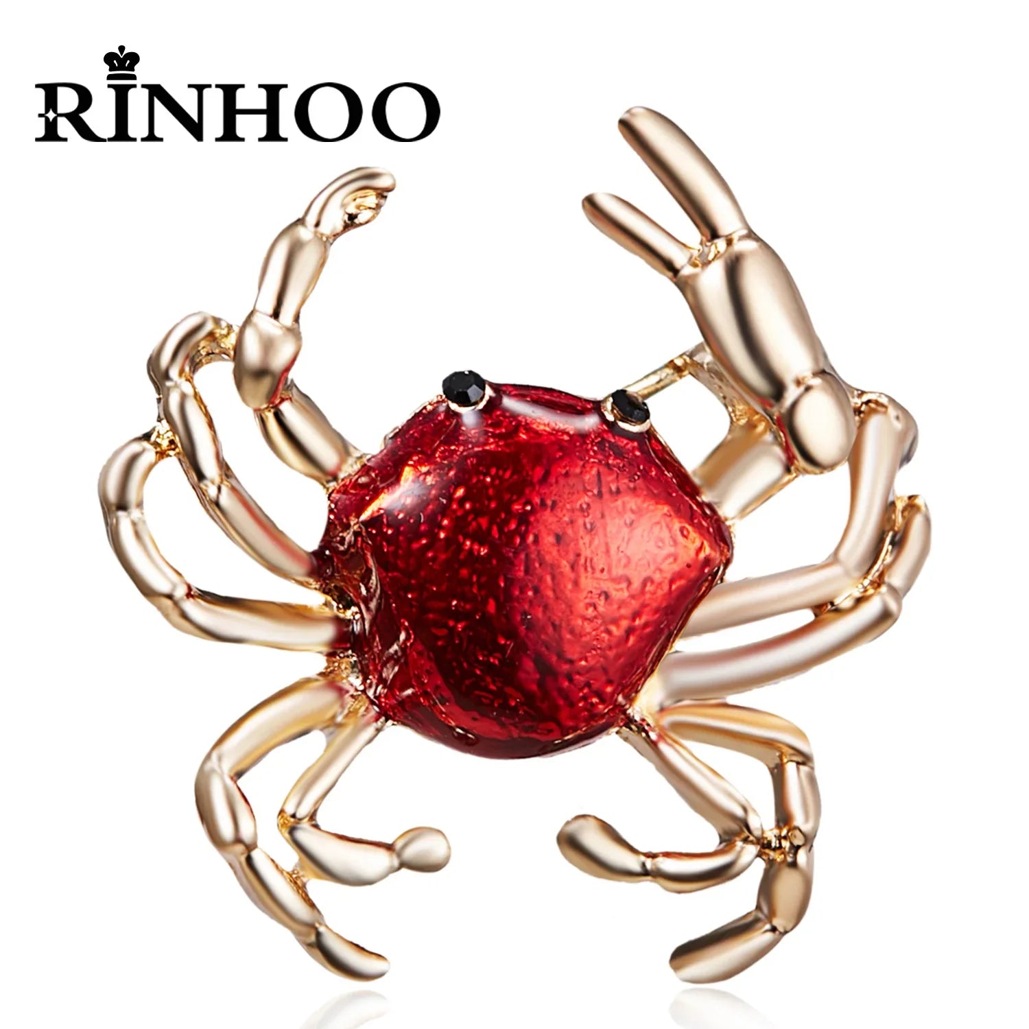 Femlion Red Enamel Crab Brooch: Vintage Cute Animal Jewelry for Women