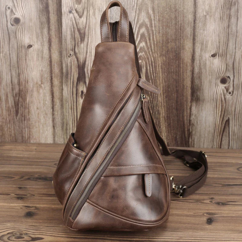 Femlion Genuine Leather Triangle Backpack for Casual Travelling and Everyday Use