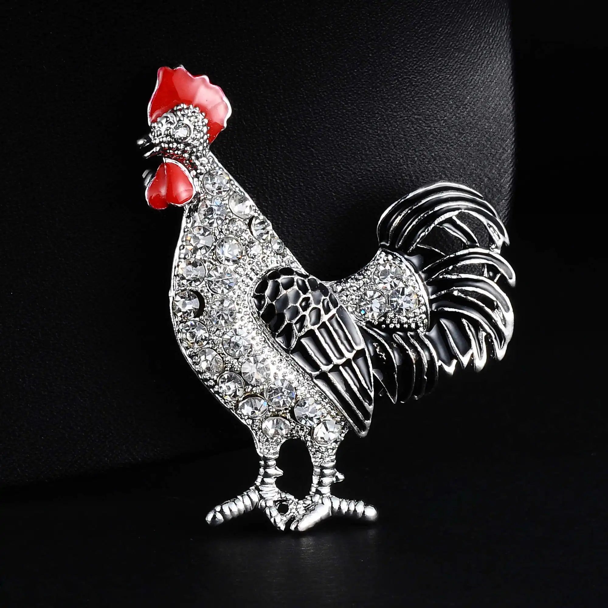 Femlion Cute Chicken Brooch with Rhinestones - Fun Cartoon Animal Lapel Pin for Party