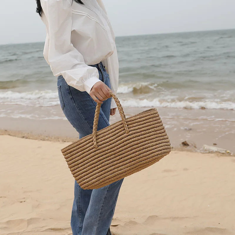 Femlion Handwoven Straw Tote Bag for Women | Summer Beach Basket Purse