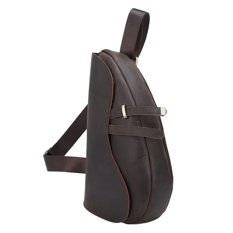 Femlion Genuine Leather Men's Chest Pack: High Quality Crossbody Saddle Bag