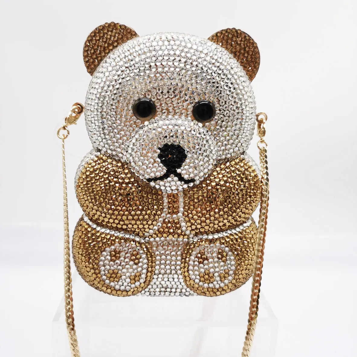 Designer Crystal Evening Bag Luxury Metal Clutch Panda Prom Handbag Femlion