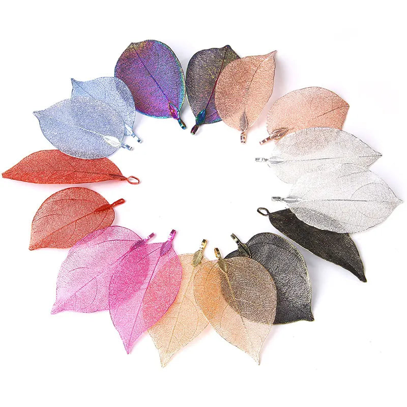 Femlion Hollow Leaf Charm Pendants for DIY Women's Jewelry Making