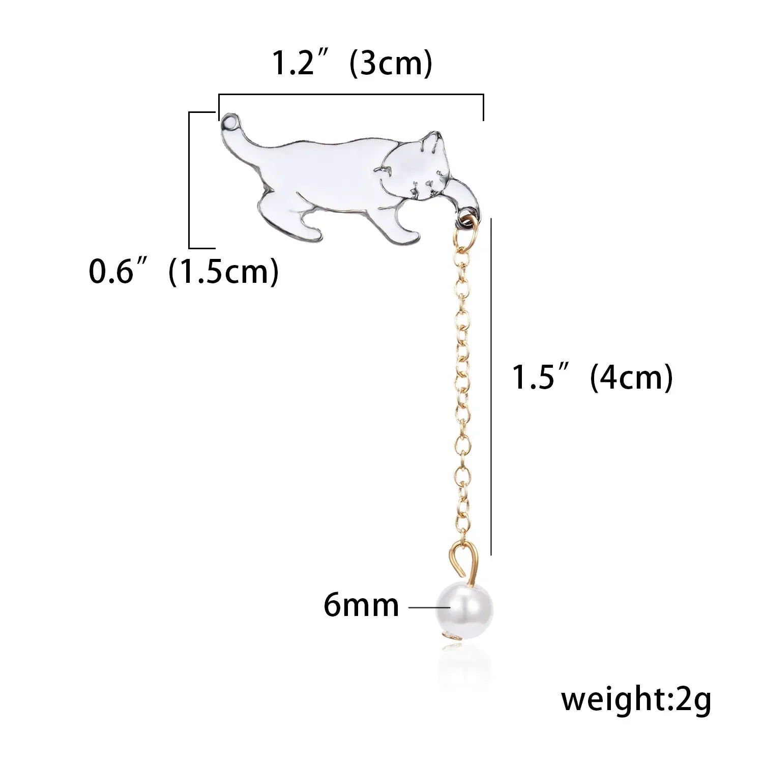 Femlion Little Cat Tassel Brooches with Pearl Beads Pendant Badge