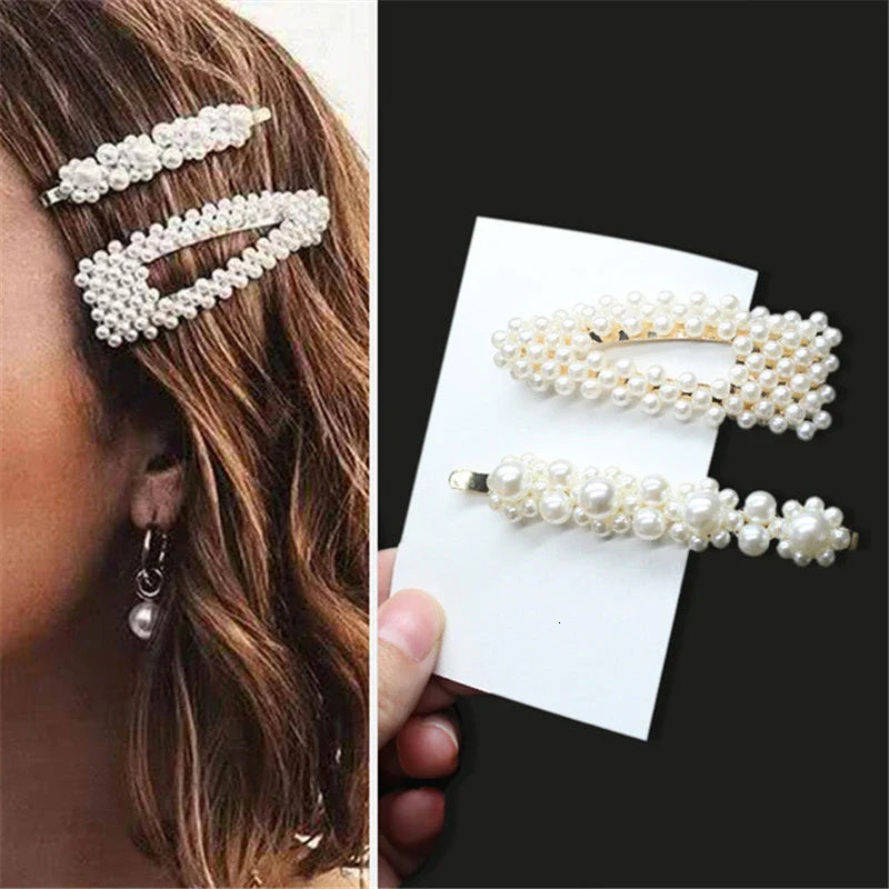 Femlion Geometric Pearl Hair Clips Set - Elegant Hair Accessories for Women